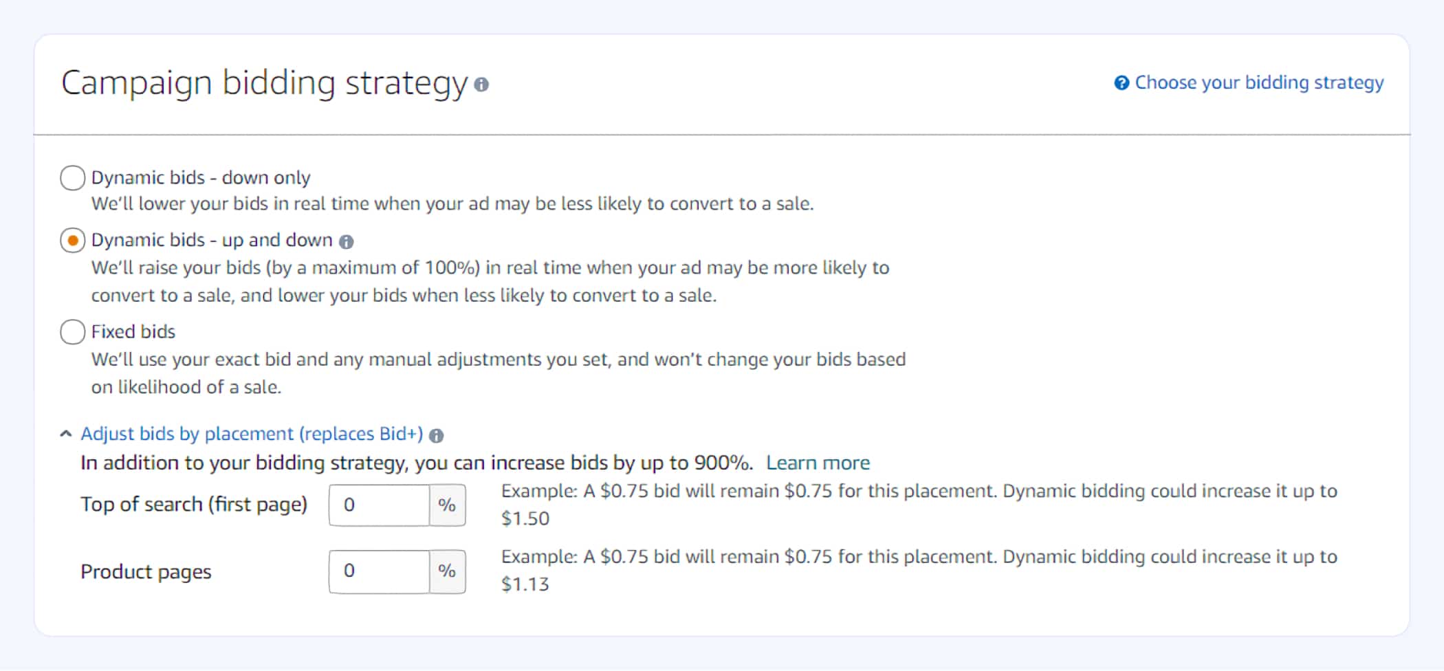 amazon campaign bidding strategy