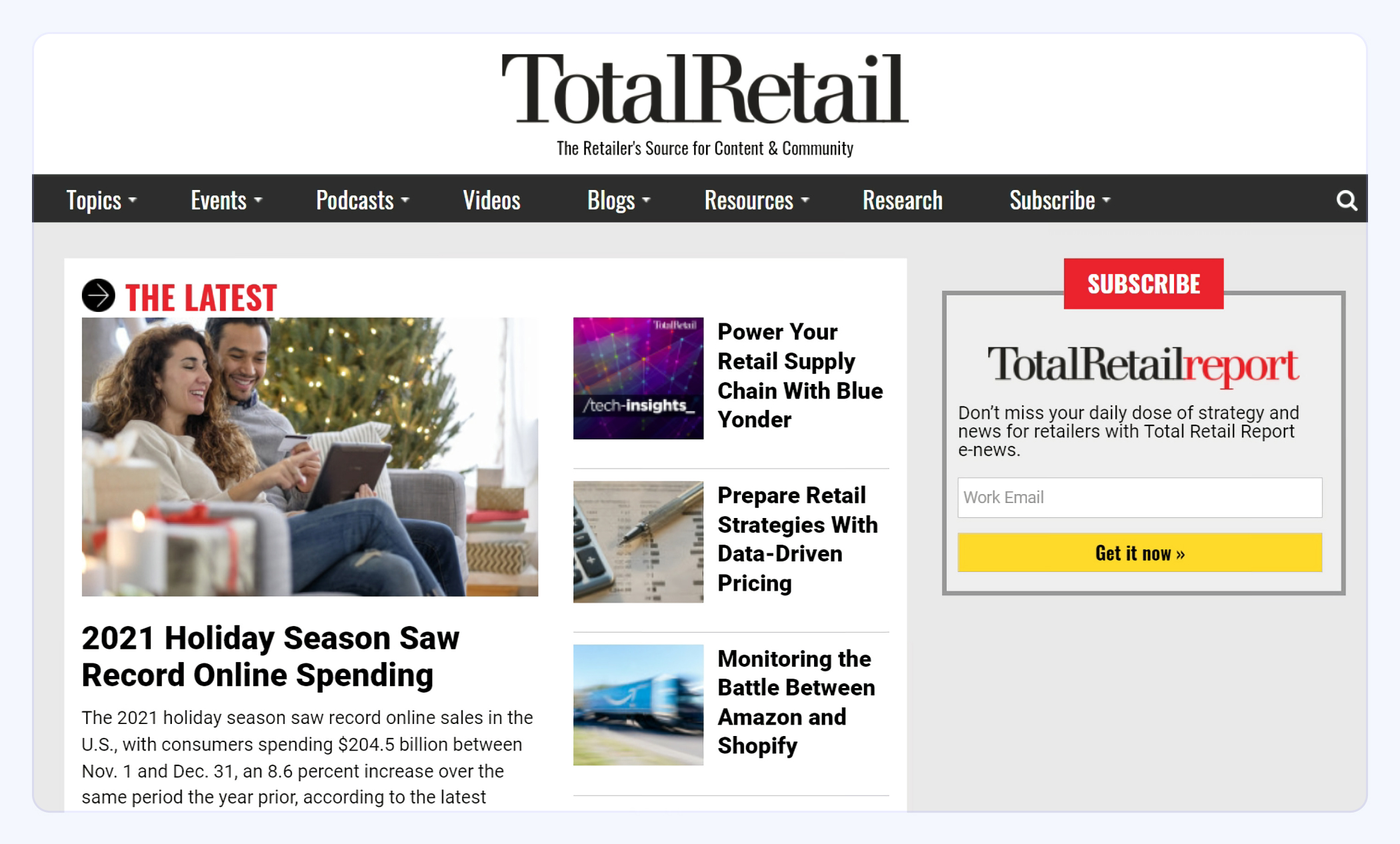 total retail website screenshot