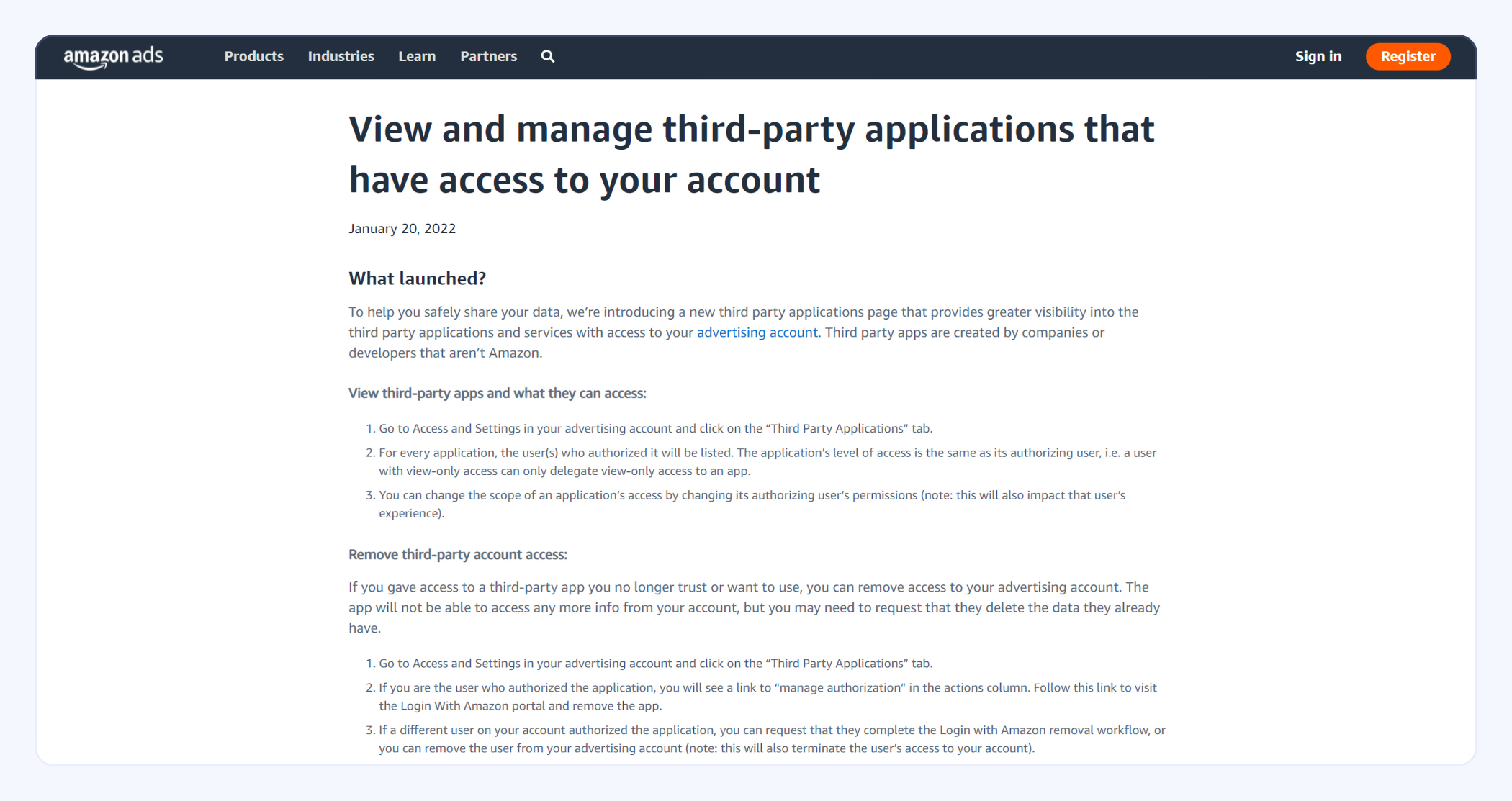 Third-party Apps with Access to Account