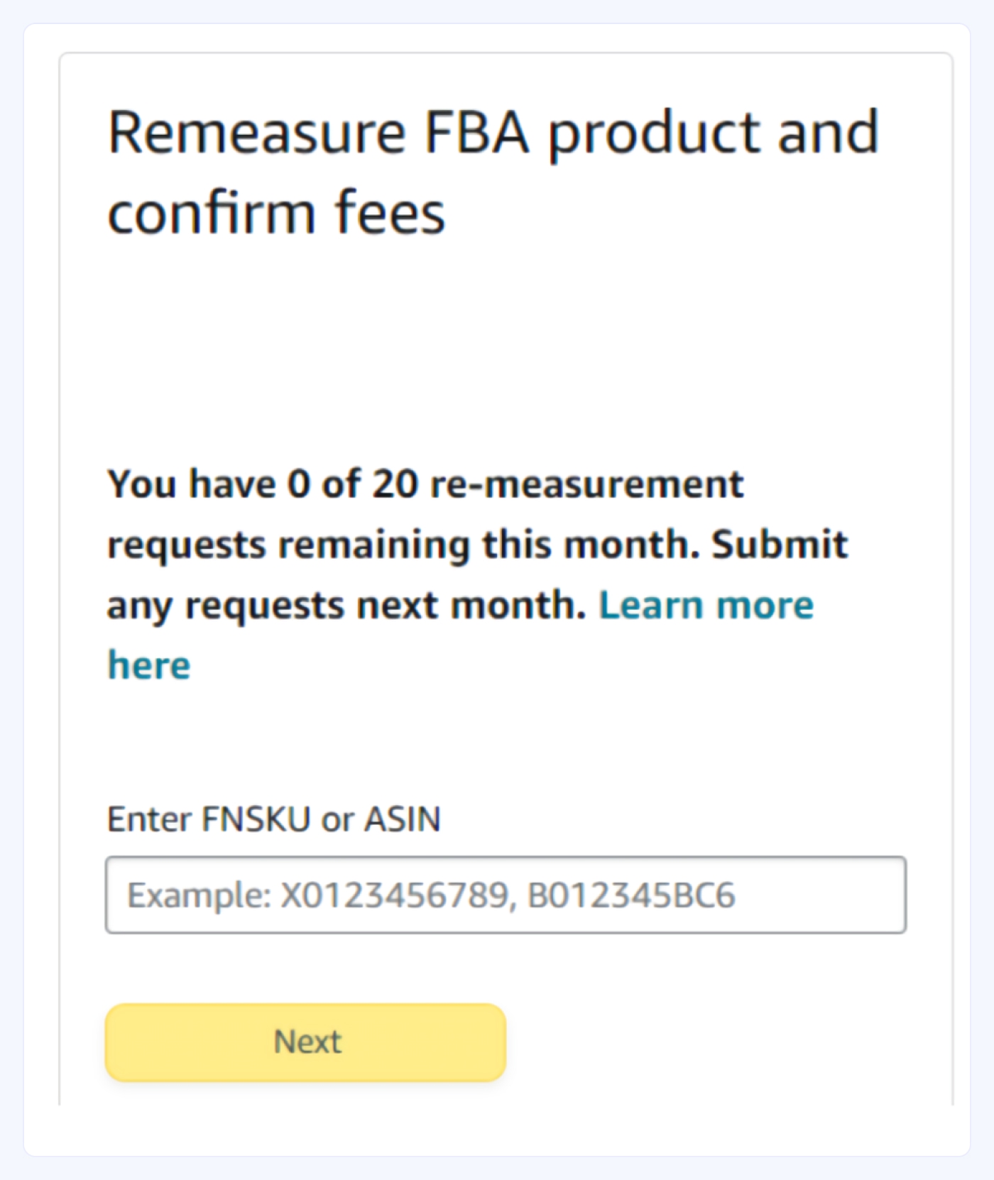 Re-measurement Request Page