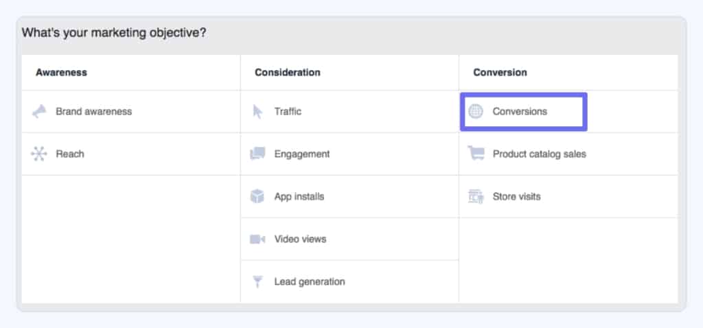Choose a Marketing Objective Using Facebook Ads For Amazon FBA