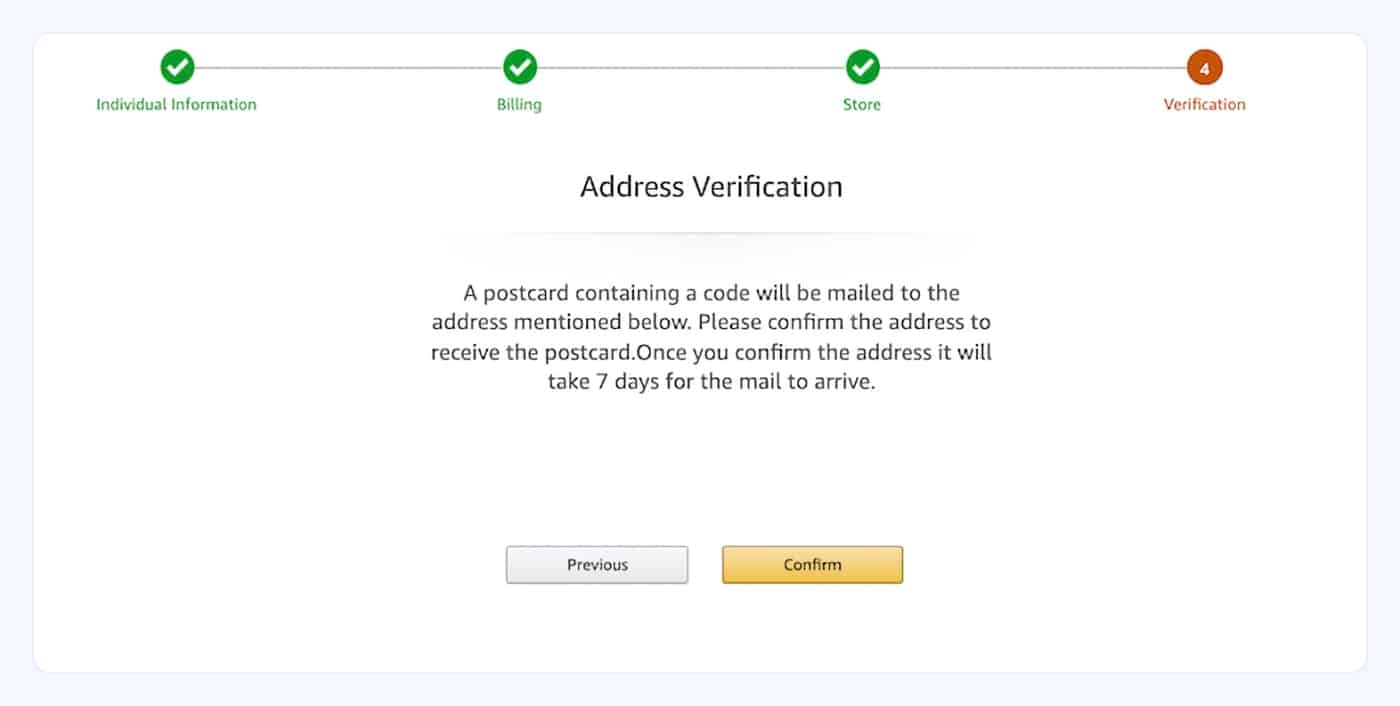 Steps to Create the Amazon Professional Seller Account - Address Verification
